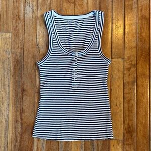 Aerie Henley Navy and White Stripped Tank Top